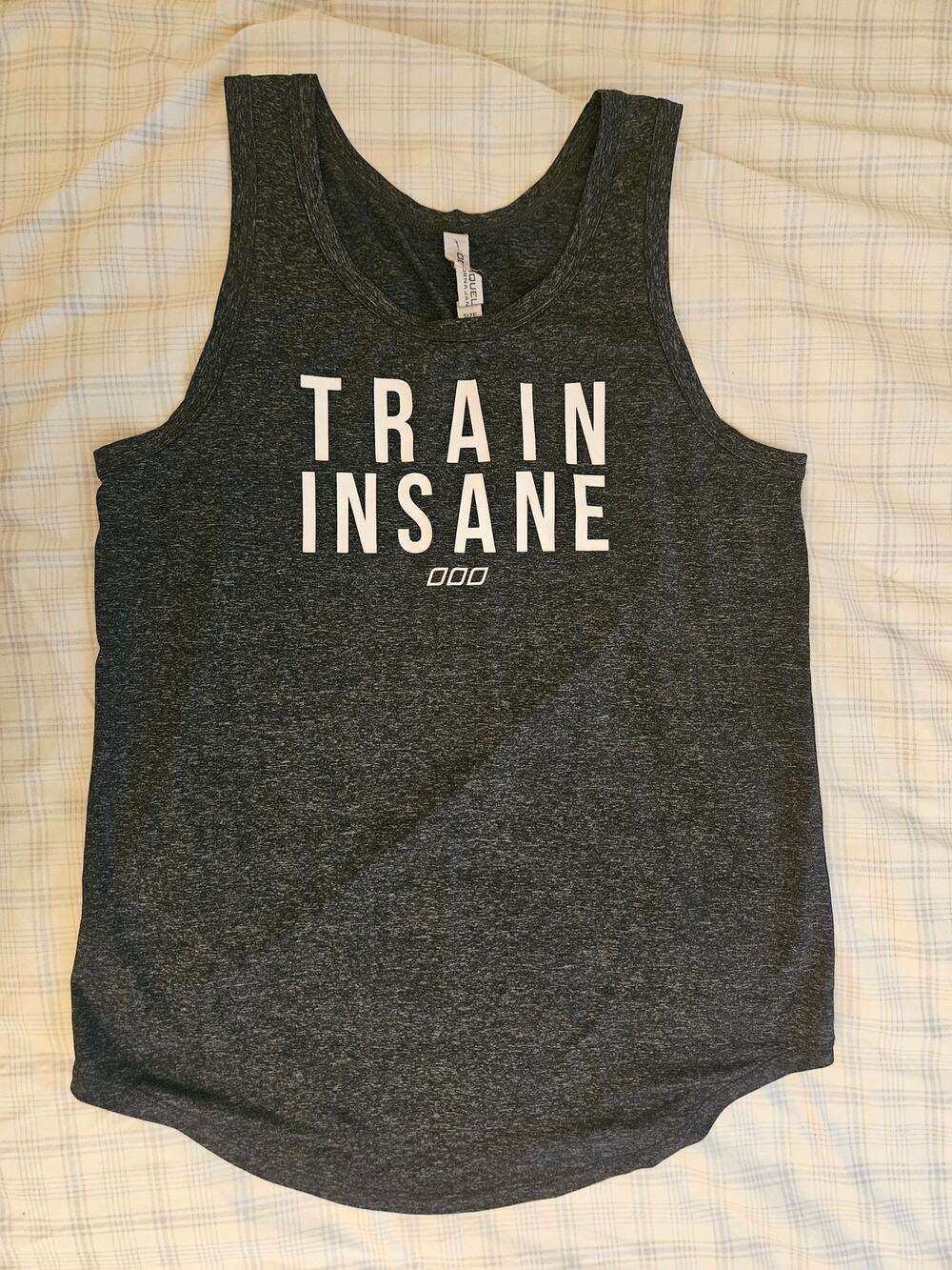 Lorna Jane Grey Black Marl "Train Insane" Excel Training Tank Top, Women's Small
